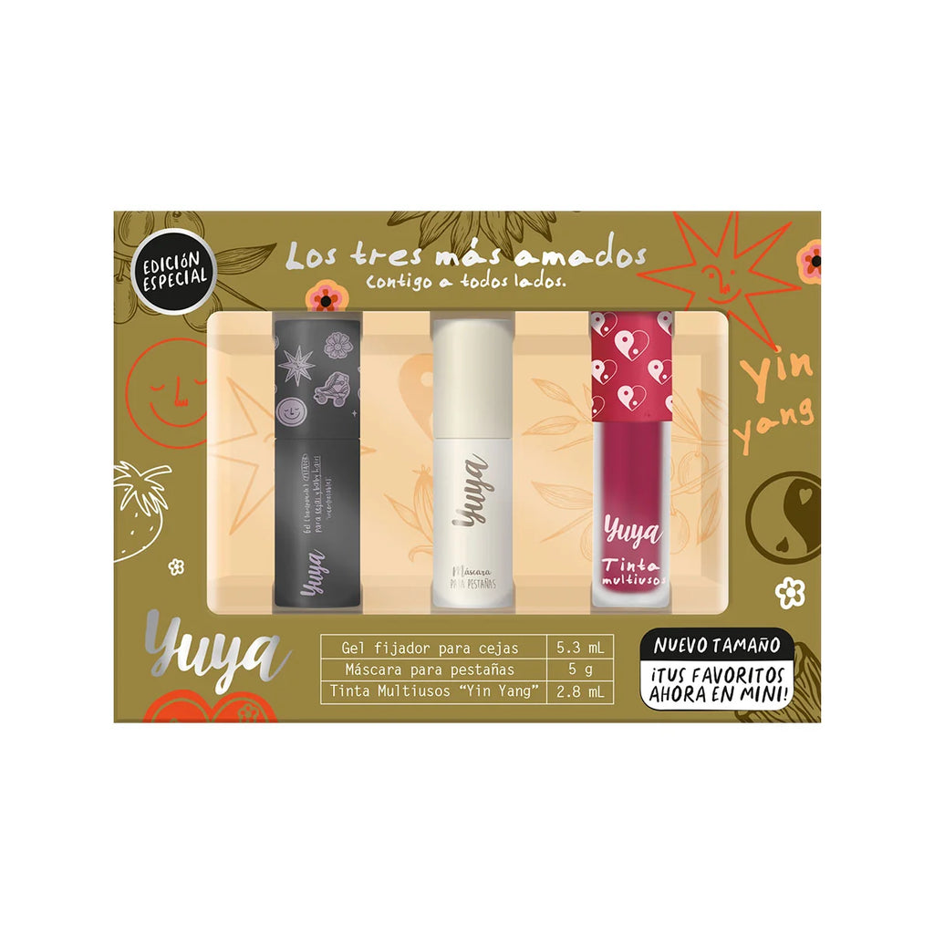 Set edición especial versión mini: Máscara para pestañas 10 aceites naturales negra + gel para cejas + Tinta Yin Yang